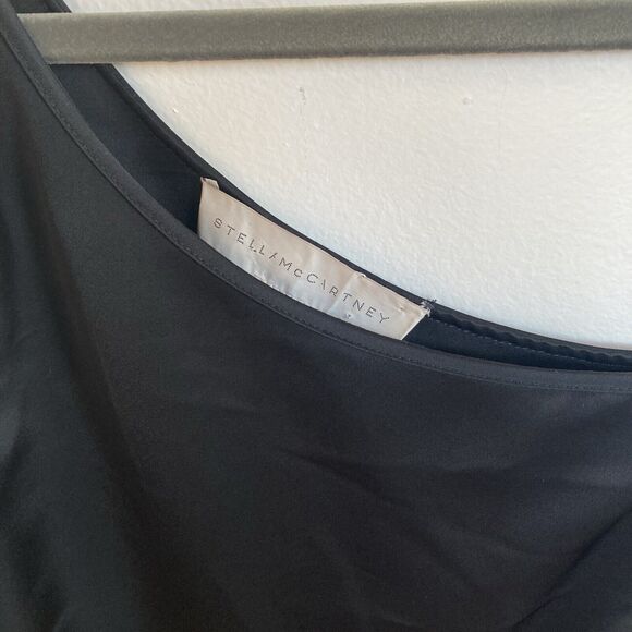 Stella McCartney One Shoulder Black Satin Mini Holiday Party Dress  Size 4 - Picture 9 of 11